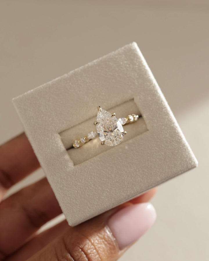 2.0ct-3.0ct Pear Cut Lab Grown Diamond Pave Engagement Ring