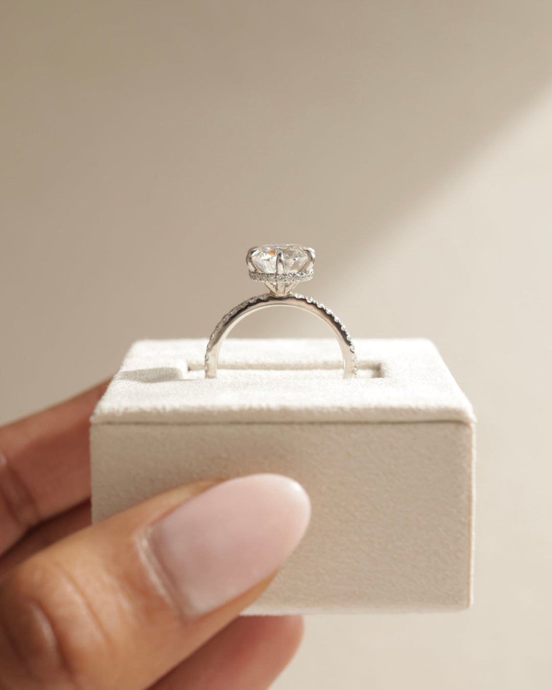 2.0ct-3.0ct Round Cut Lab Grown Diamond Hidden Halo Engagement Ring