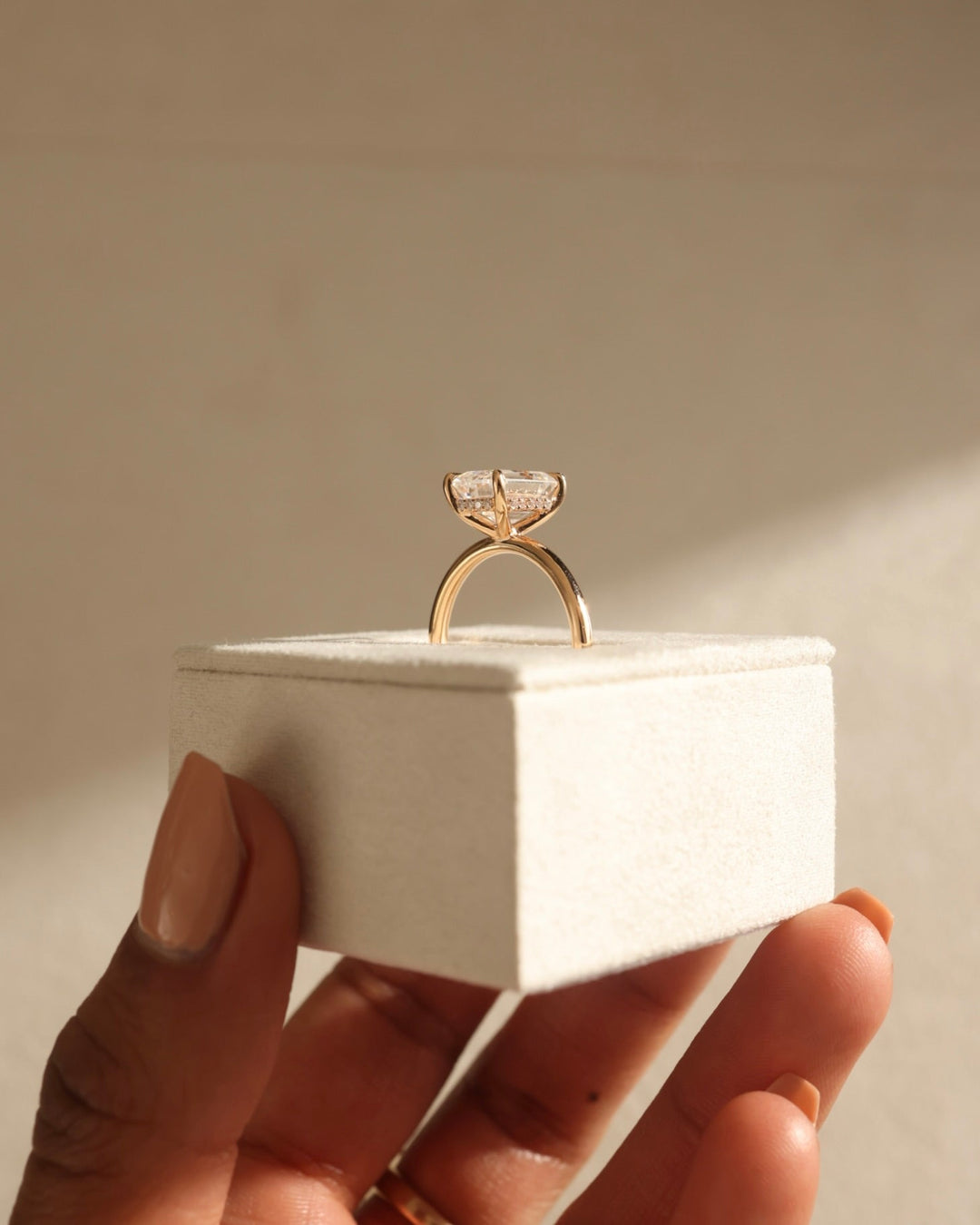 1.50ct-2.50ct Emerald Cut Lab Grown Hidden Halo Diamond Engagement Ring