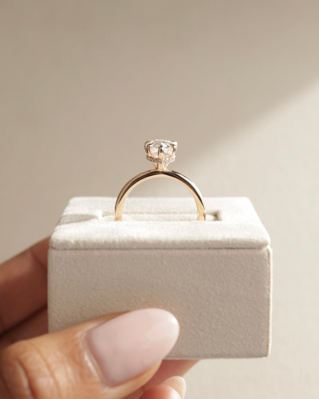 1.50ct-2.50ct Pear Cut Lab Grown Hidden Halo Diamond Engagement Ring