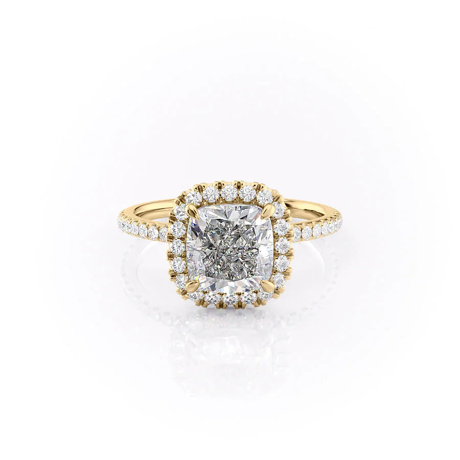Halo Engagement Ring
3.50 Carat Cushion
Lab Diamond Jewelry
High Clarity Diamond
Conflict Free Diamond
Eco Friendly Jewelry
14k Gold Cushion Ring
Statement Diamond Ring
Cushion Cut Solitaire

