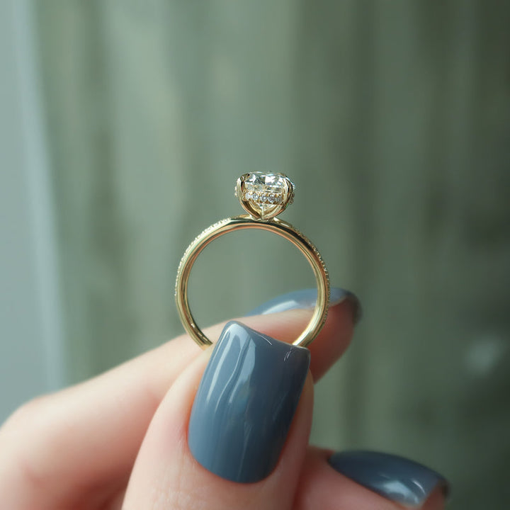 Halo diamond engagement ring, Solitaire diamond engagement ring, Unique diamond engagement ring,