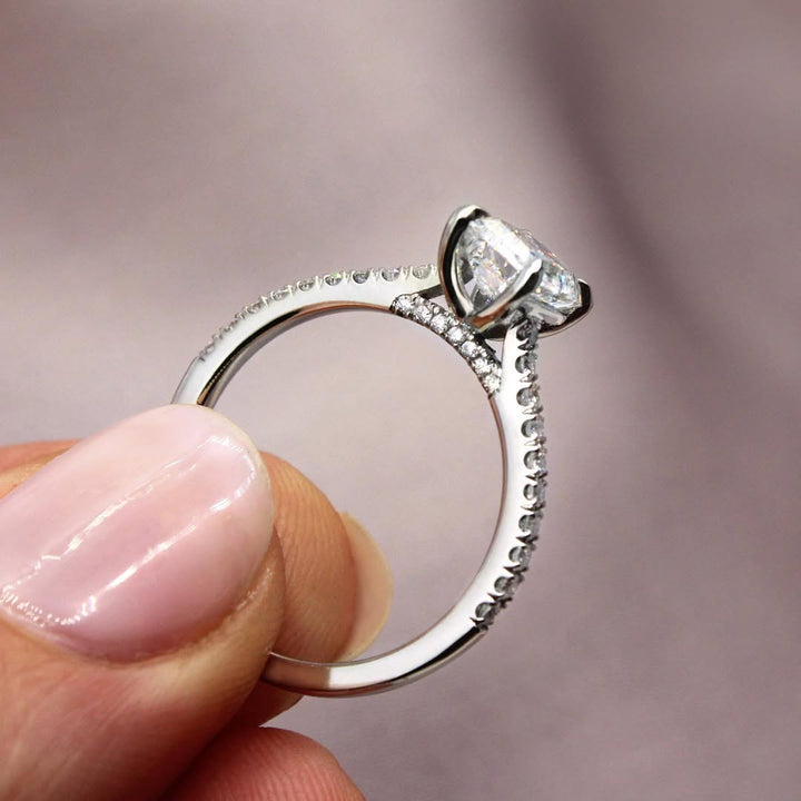 3.0CT Emerald  Lab Grown Diamond Pave Style Engagement Ring