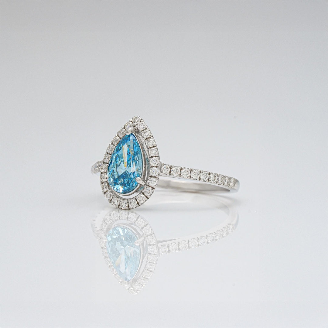 Sustainable Blue Diamond JewelryBlue Pear Diamond with Hidden Halo2 Carat Blue Diamond Ring PriceUnique Anniversary Rings for Her
