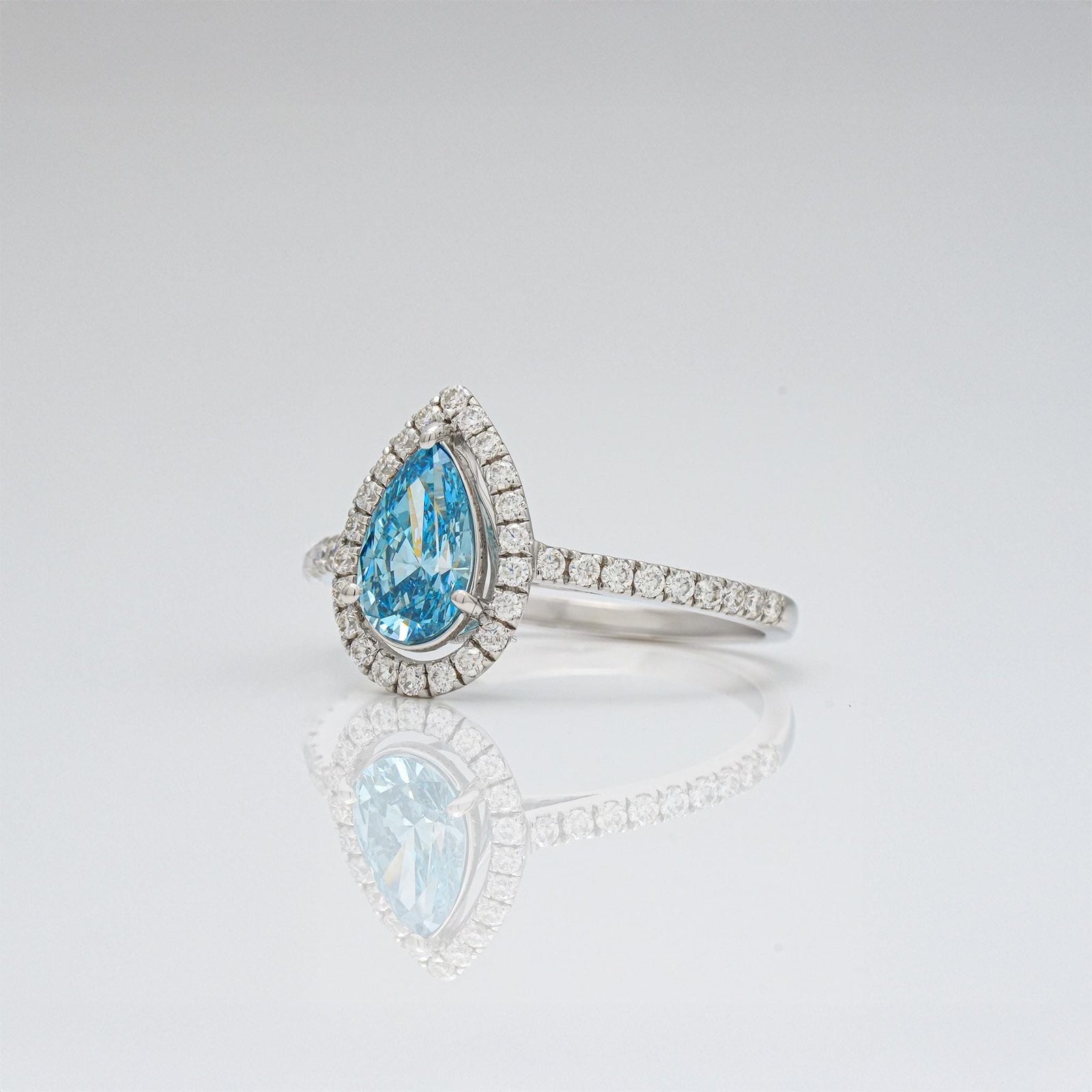 Sustainable Blue Diamond JewelryBlue Pear Diamond with Hidden Halo2 Carat Blue Diamond Ring PriceUnique Anniversary Rings for Her