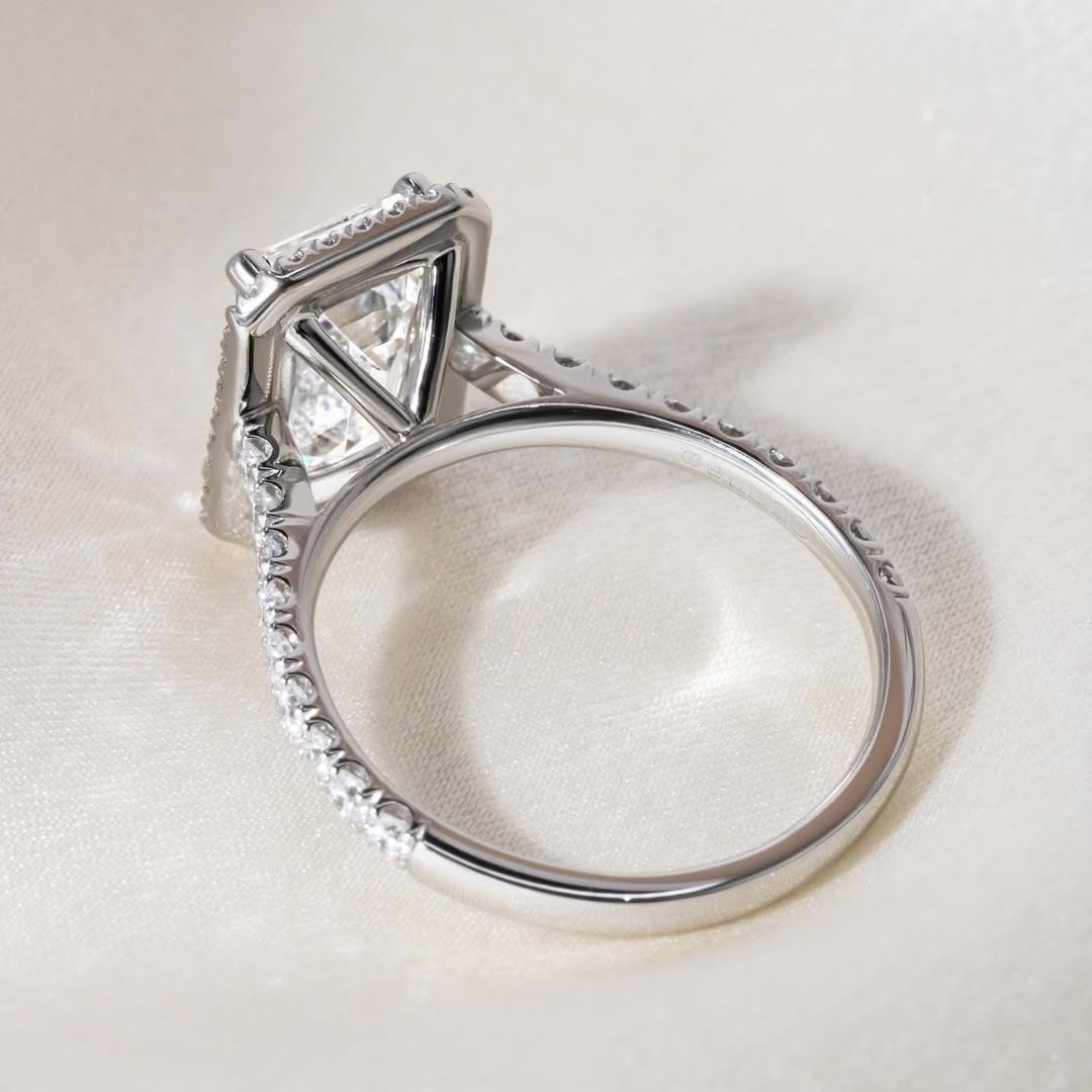 3.0CT Emerald  Lab Grown Diamond Pave & Halo Style Engagement Ring