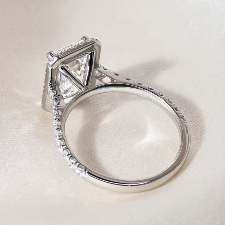 3.0CT Emerald  Lab Grown Diamond Pave & Halo Style Engagement Ring