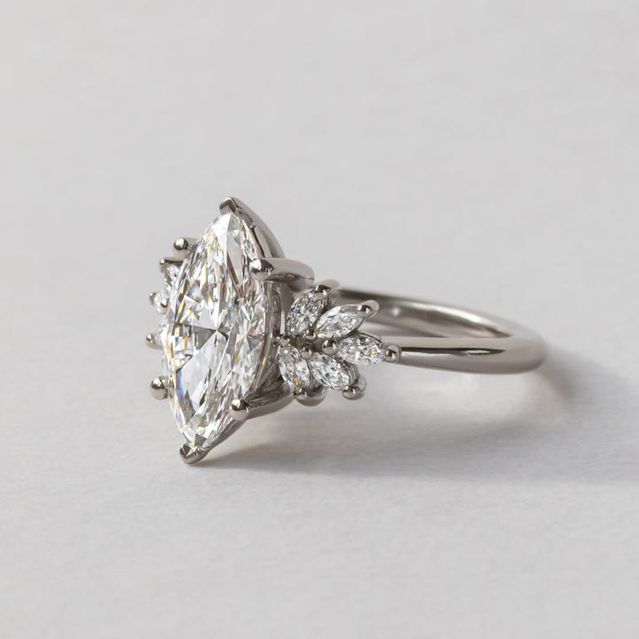 1.0-3.0 CT Marquise  Lab Grown Diamond Cluster Style Engagement Ring