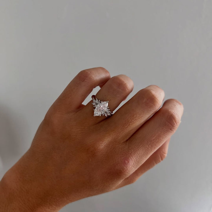 1.0-3.0 CT Marquise  Lab Grown Diamond Cluster Style Engagement Ring