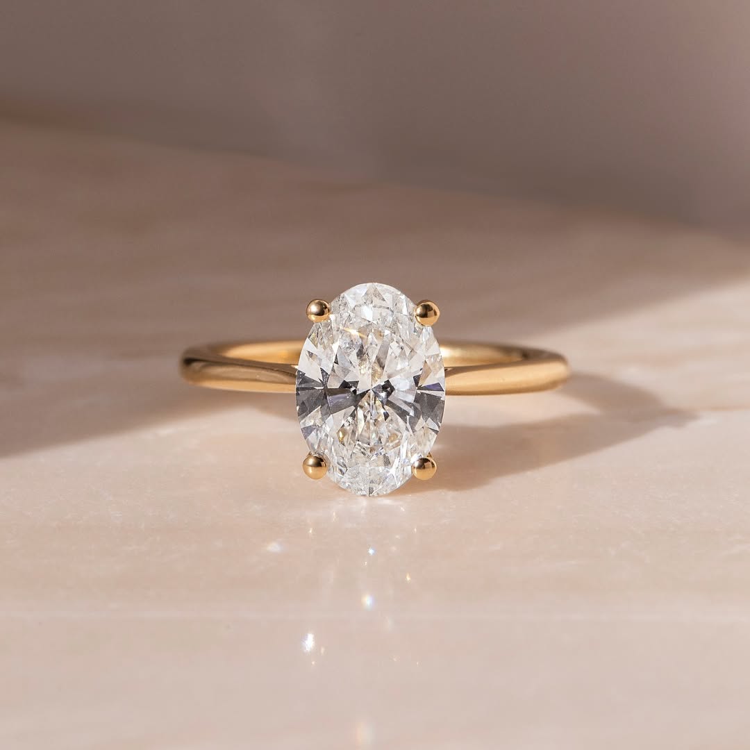 3.50CT Oval  Lab Grown Diamond Cathredal Style Engagement Ring