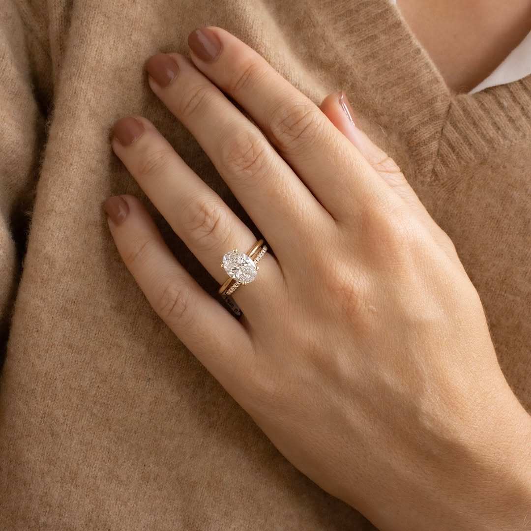 3.50CT Oval  Lab Grown Diamond Cathredal Style Engagement Ring