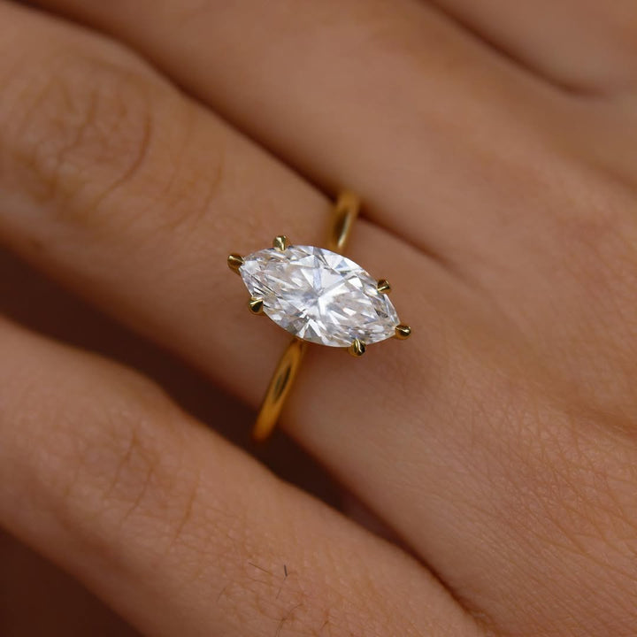 2.50CT Marquise  Lab Grown Diamond Hidden Halo Style Engagement Ring