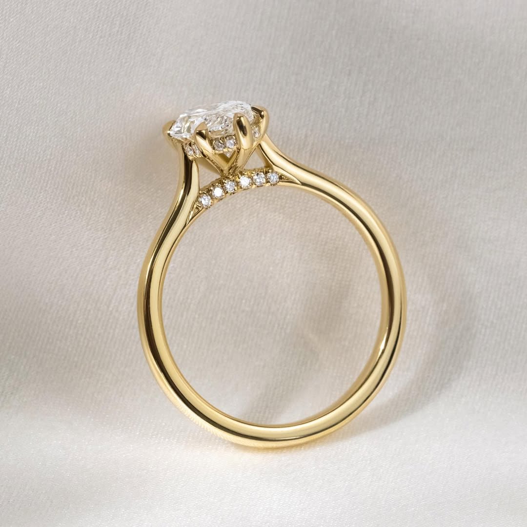 2.50CT Marquise  Lab Grown Diamond Hidden Halo Style Engagement Ring