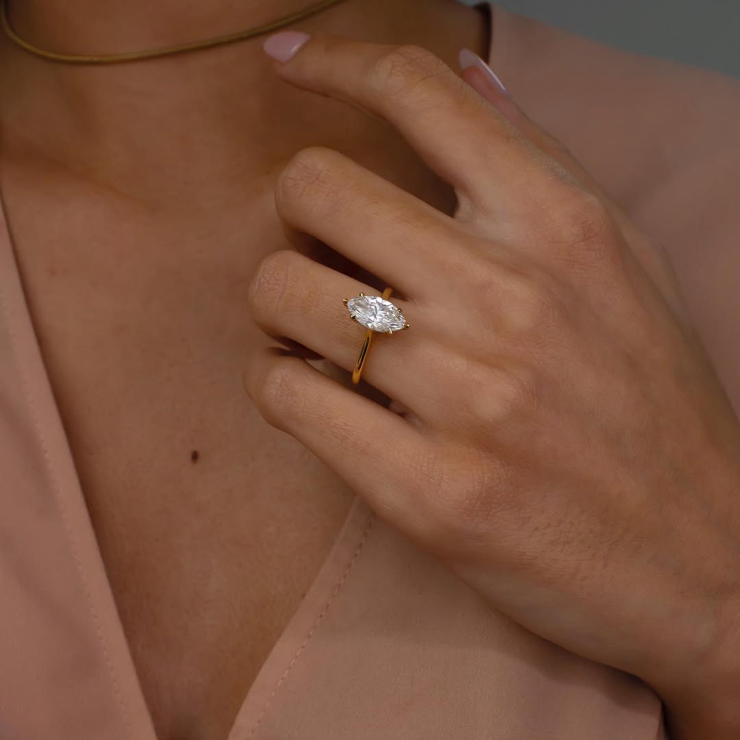 2.50CT Marquise  Lab Grown Diamond Hidden Halo Style Engagement Ring