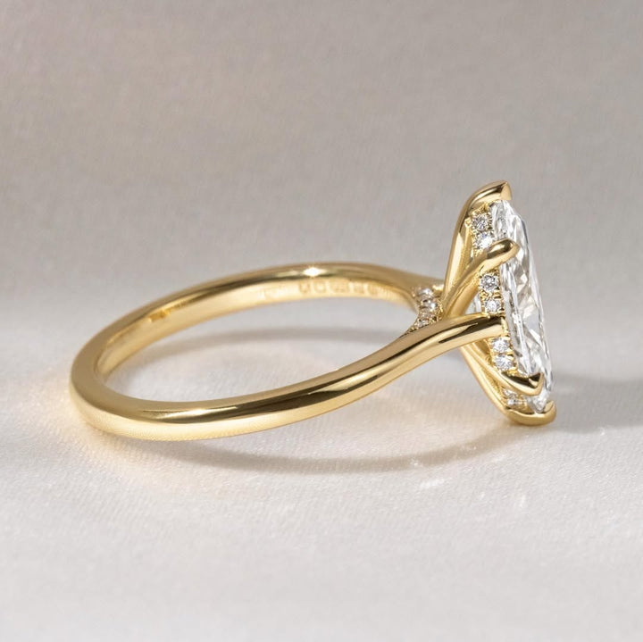 2.50CT Marquise  Lab Grown Diamond Hidden Halo Style Engagement Ring