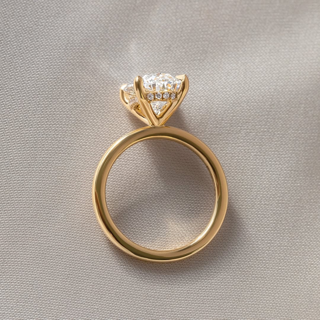 1.0-3.0 CT Oval  Lab Grown Diamond Hidden Halo Style Engagement Ring