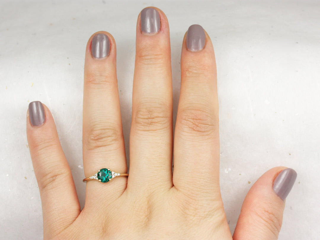 Emerald Cluster Ring
Lab Diamond Accents
Vivid Green Emerald
Round Cut Diamond
Unique Engagement Ring
Lab Created Emerald
Diamond Cluster Ring
