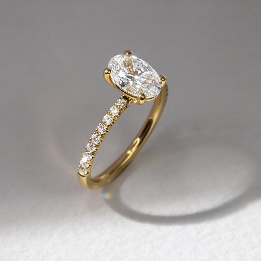 2.20CT Oval  Lab Grown Diamond Pave Style Engagement Ring