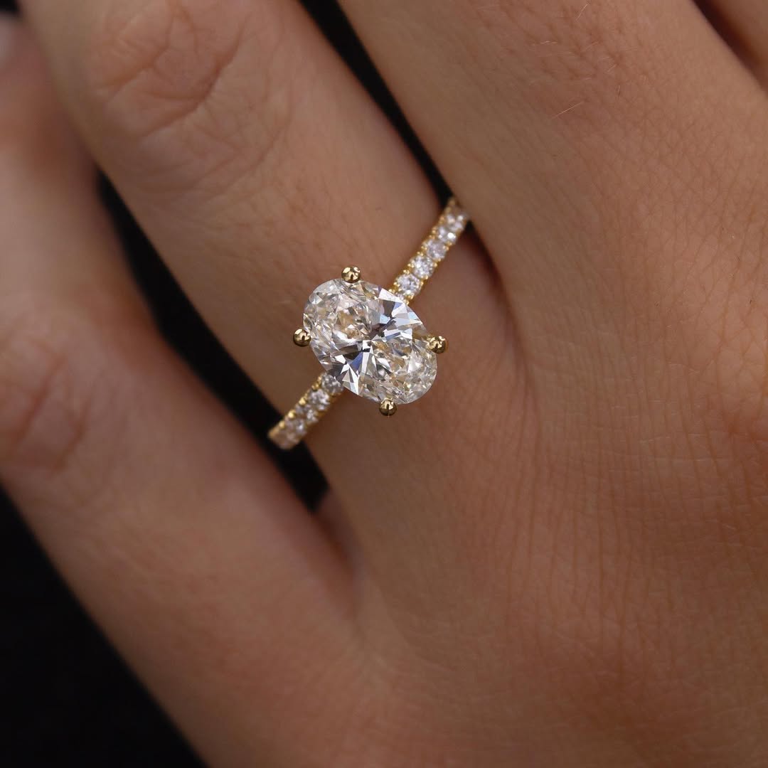2.20CT Oval  Lab Grown Diamond Pave Style Engagement Ring