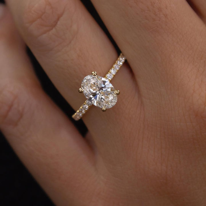 2.20CT Oval  Lab Grown Diamond Pave Style Engagement Ring