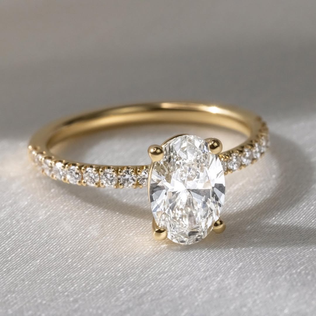 2.20CT Oval  Lab Grown Diamond Pave Style Engagement Ring