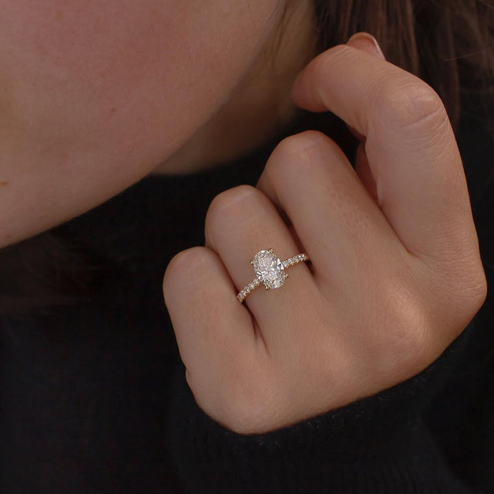 2.20CT Oval  Lab Grown Diamond Pave Style Engagement Ring