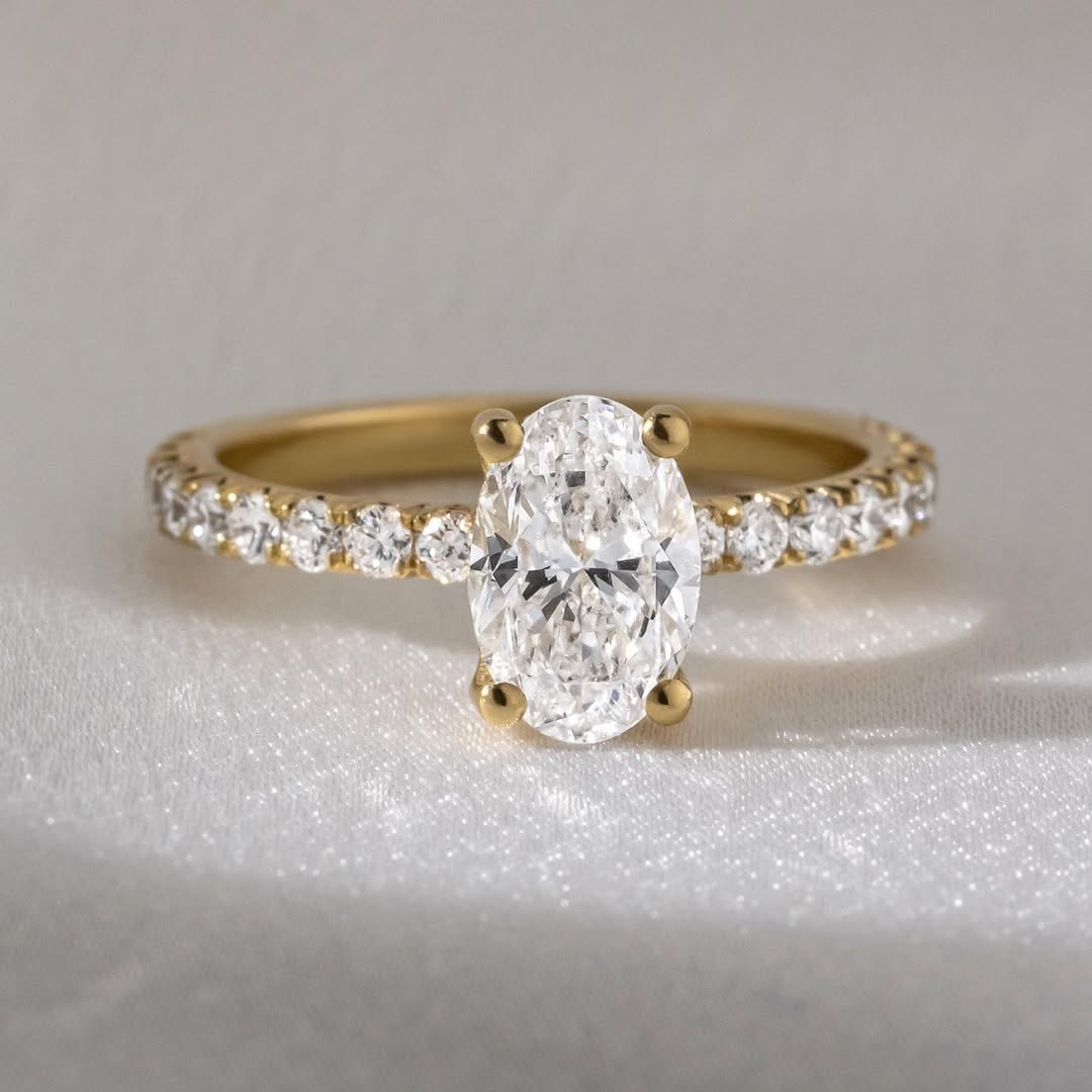 2.20CT Oval  Lab Grown Diamond Pave Style Engagement Ring