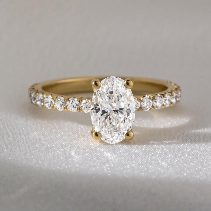2.20CT Oval  Lab Grown Diamond Pave Style Engagement Ring
