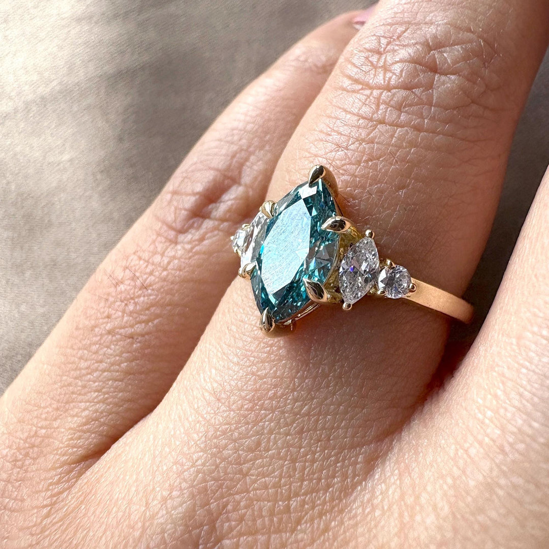 Blue Marquise Engagement RingMarquise Cluster Ring2.50CT Blue Lab Grown DiamondLab Created Blue Marquise DiamondMarquise Cut Cluster Engagement RingBlue Diamond Cluster Ring