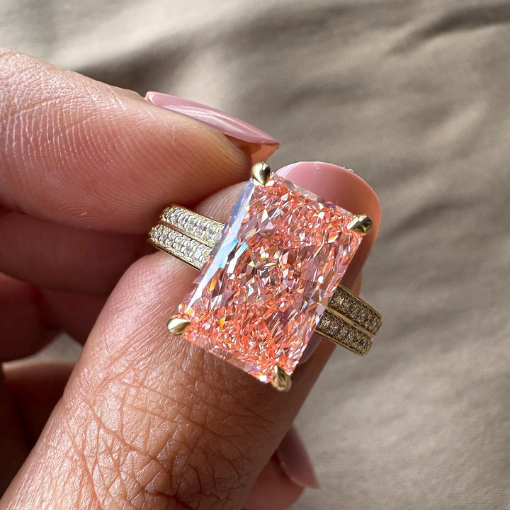 3.0 Carat Pink Radiant JewelryFancy Intense Pink Radiant Diamond3.0CT Double Pave Diamond RingLight Pink Radiant Lab DiamondPink Radiant Cut Anniversary Ring3.0 Carat Lab Created Pink DiamondLuxury Pink Radiant Diamond Ring