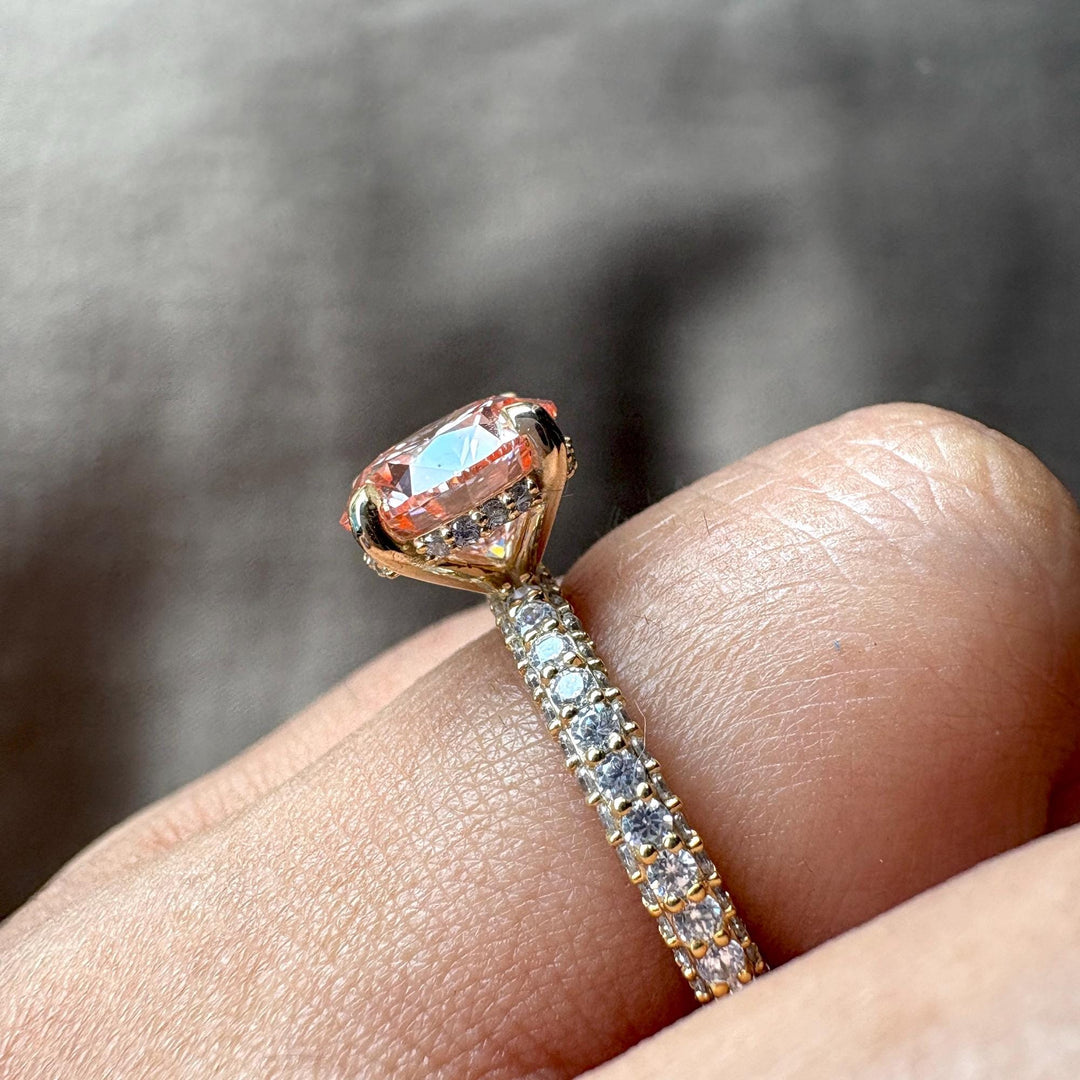 Lab Grown Pink Round Jewelry3.0 Carat Pink Round JewelryFancy Intense Pink Round Diamond3.0CT Micro Pave Diamond RingLight Pink Round Lab DiamondPink Round Cut Anniversary Ring3.0 Carat Lab Created Pink DiamondLuxury Pink Round Diamond Ring