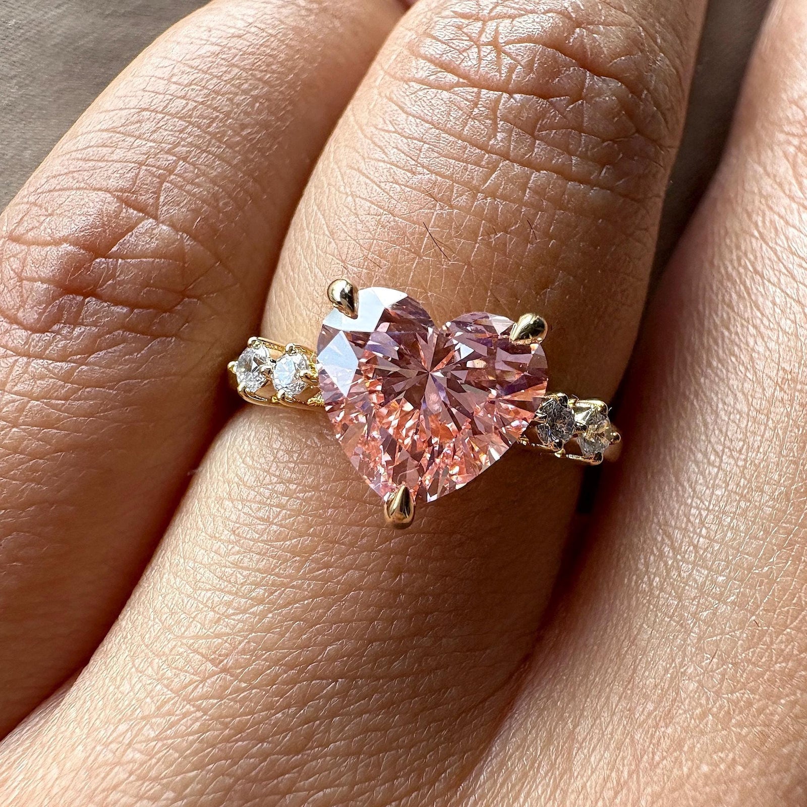 Certified Pink Heart Statement RingPink Heart Cut Promise Ring2.0CT Fancy Pink Heart JewelryIGI Certified 2.0CT Pink Diamond