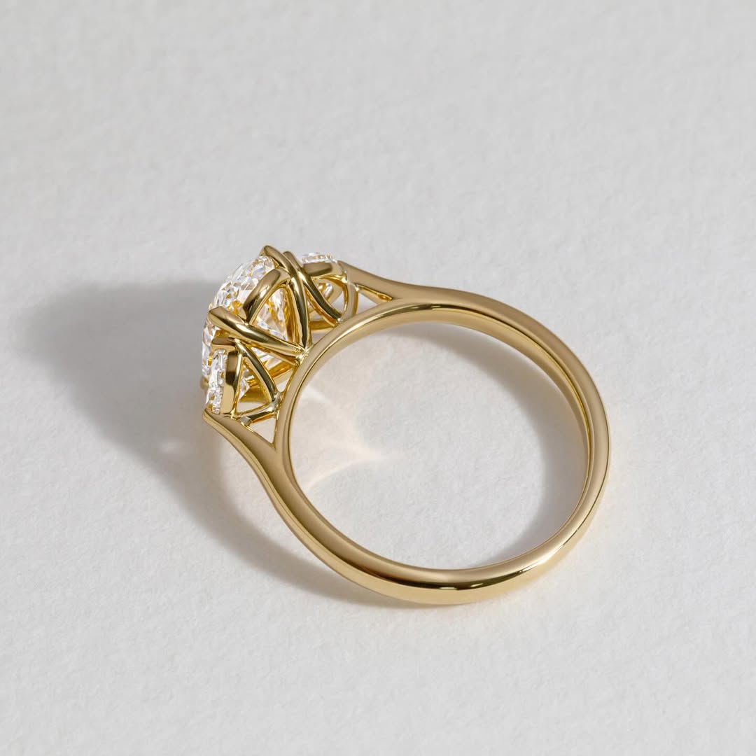 2.90CT Oval  Lab Grown Diamond Three Stone Style Engagement Ring