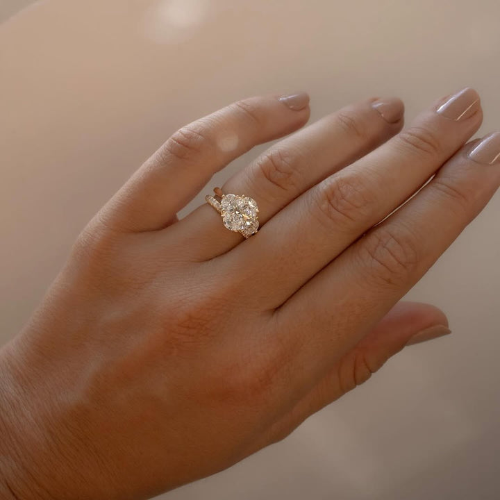 2.90CT Oval  Lab Grown Diamond Three Stone Style Engagement Ring