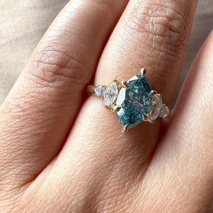 2.50CT Blue Lab Grown DiamondLab Created Blue Marquise DiamondMarquise Cut Cluster Engagement Ring