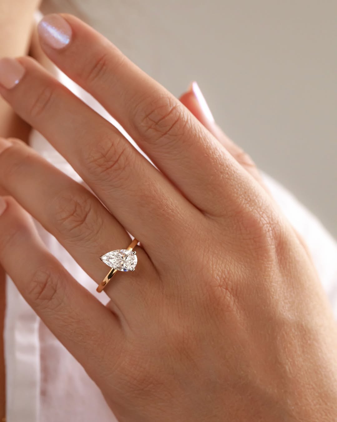 1.70-3.50 CT Pear  Lab Grown Diamond Solitaire Style Engagement Ring