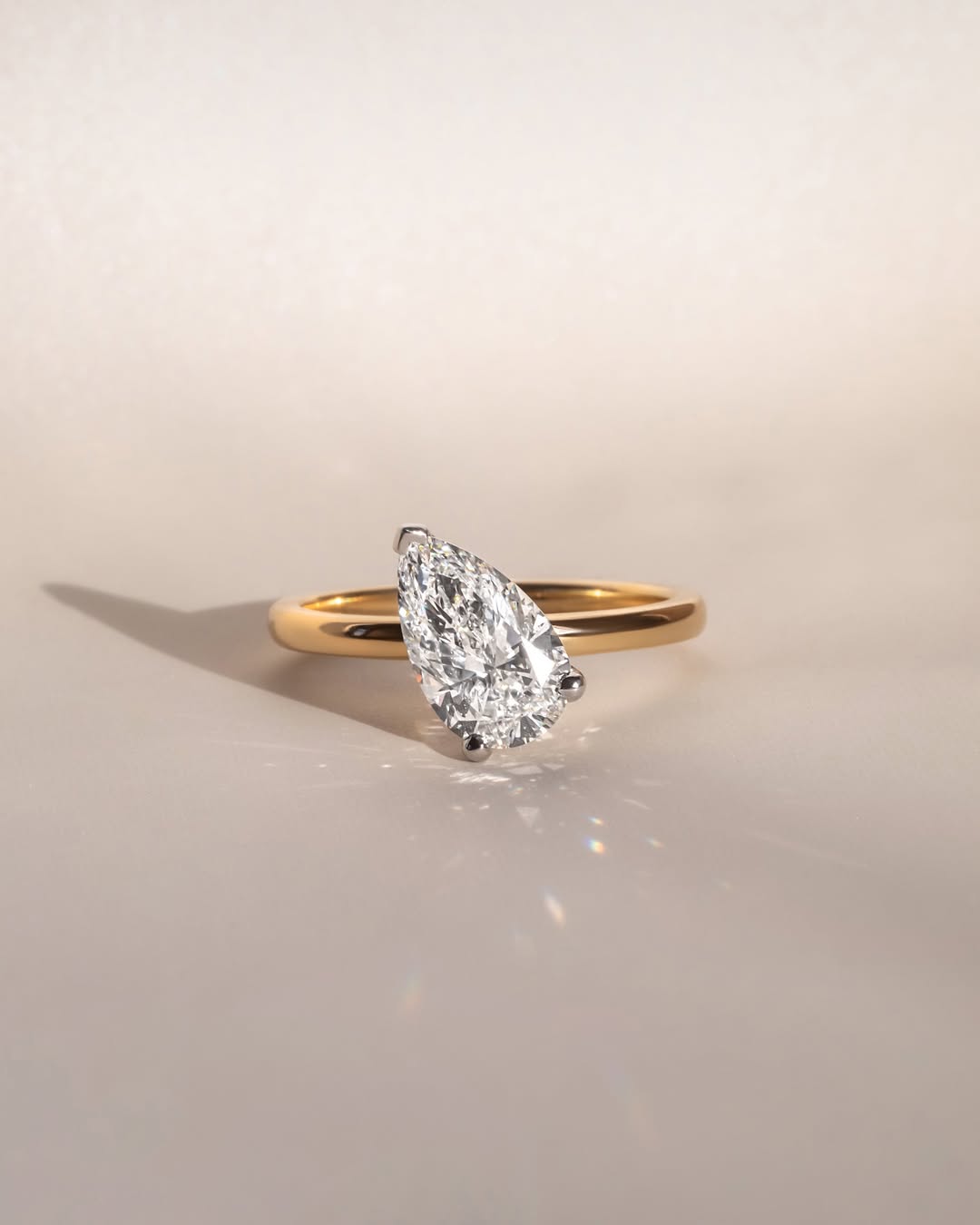 1.70-3.50 CT Pear  Lab Grown Diamond Solitaire Style Engagement Ring