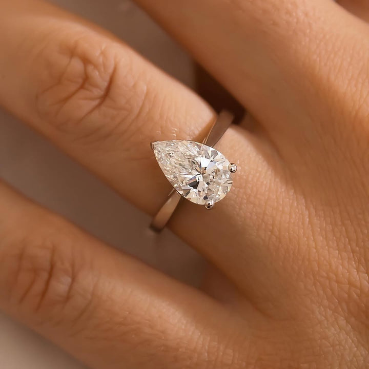 4.08CT Pear  Lab Grown Diamond Solitaire Style Engagement Ring