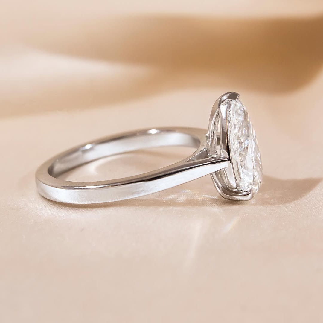 4.08CT Pear  Lab Grown Diamond Solitaire Style Engagement Ring