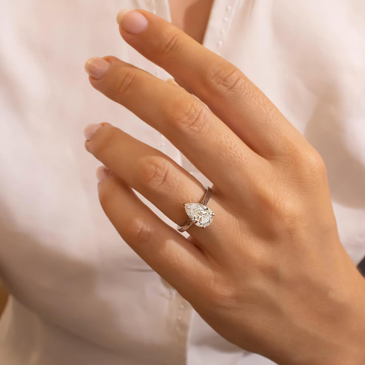 4.08CT Pear  Lab Grown Diamond Solitaire Style Engagement Ring