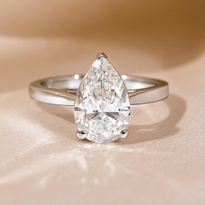 4.08CT Pear  Lab Grown Diamond Solitaire Style Engagement Ring