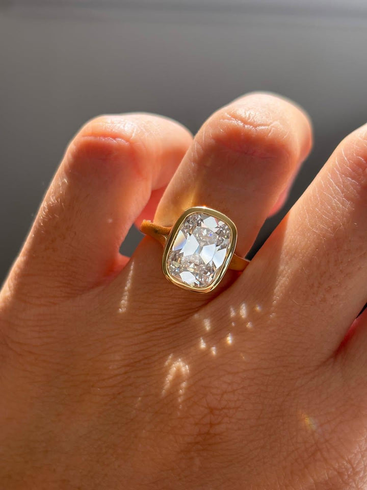 4.0CT Lab Diamond
Old Mine Cut Cushion
Bezel Engagement Ring
Elongated Cushion Ring
E VS1 Diamond
4 Carat Diamond Ring
Lab Grown Diamond
