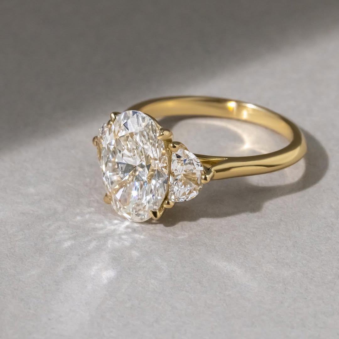 3.50CT Oval  Lab Grown Diamond Three Stone Style Engagement Ring