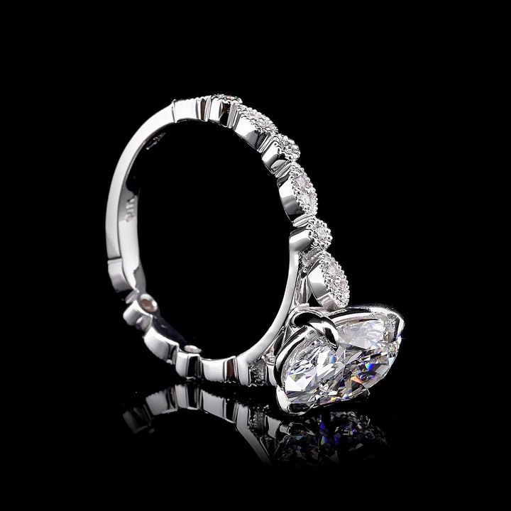 2.0ct-3.0ct Oval Cut Lab Grown Diamond Vintage Pave Engagement Ring