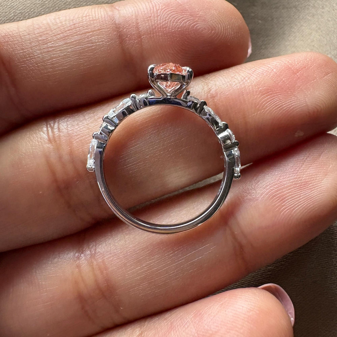 Fancy Vivid Pink Marquise DiamondElongated Marquise Pink Diamond2.0 Carat Pink Pave Engagement RingLab Grown Pink Marquise Jewelry2.0 Carat Marquise Lab DiamondFancy Intense Pink Marquise Diamond
