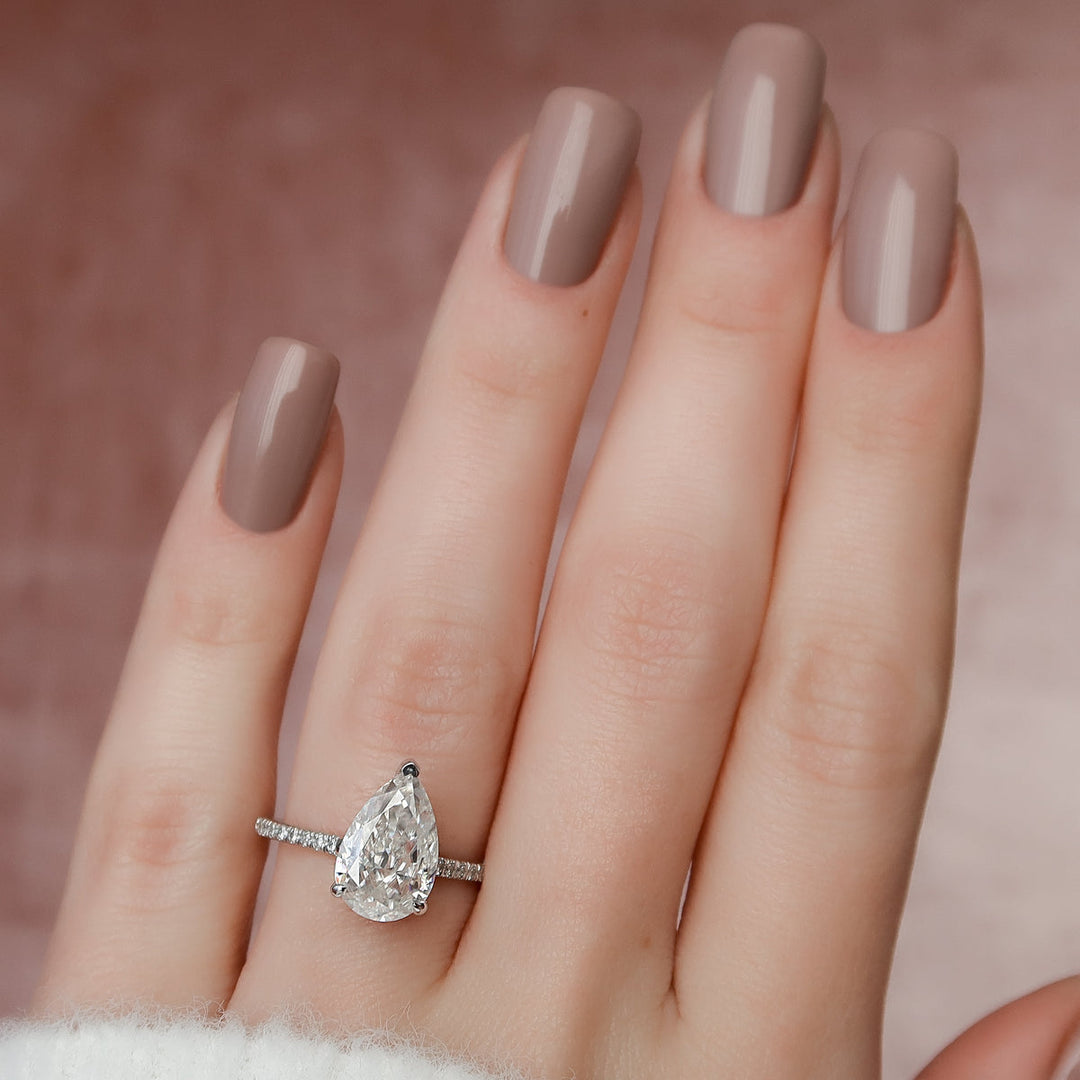 Pear classic diamond ring, Pear modern diamond ring, Pear three-stone diamond ring