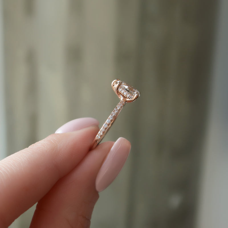Pear pave diamond ring, Pear vintage diamond ring, Pear classic diamond ring, Pear modern diamond ring, 