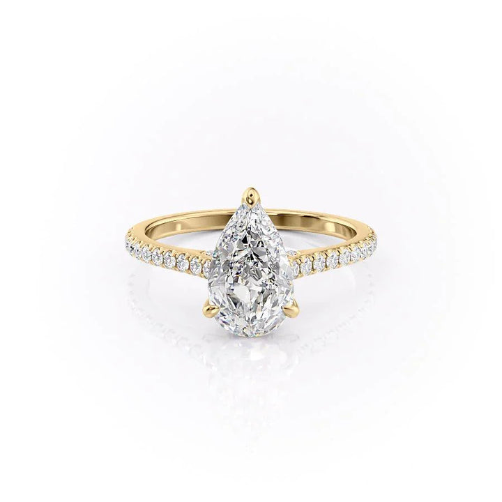 Pear tension set diamond ring, Pear split shank diamond ring, Pear channel set diamond ring, Pear swirl 