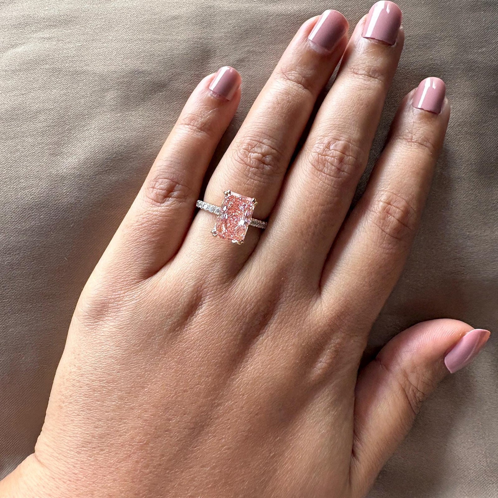 4.80 Carat Radiant Cut DiamondIGI Certified Lab Grown DiamondFancy Pink Radiant Diamond Ring4.80CT Pink Radiant Engagement RingLarge Pink Radiant Diamond RingIGI Certified Pink Radiant Diamond
