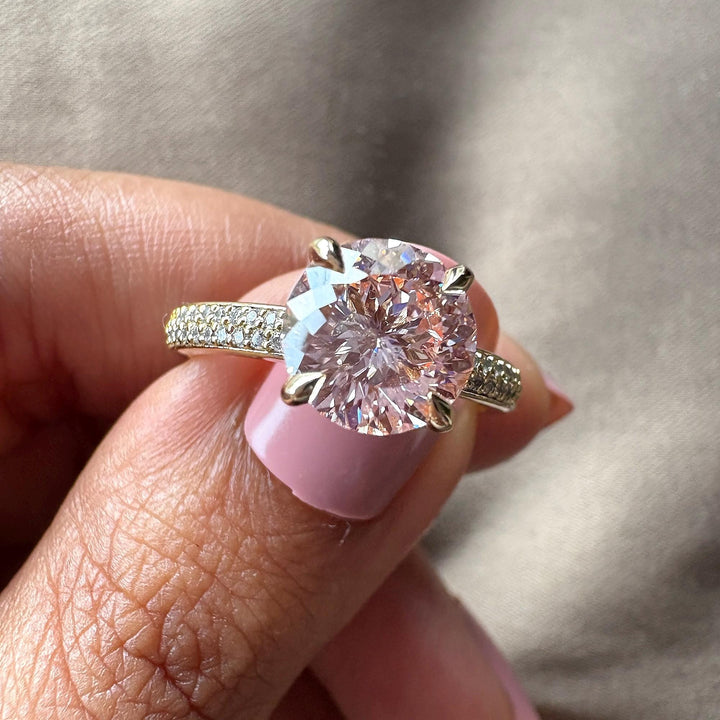 Portuguese Round Lab Diamond2.50CT Pink Engagement RingPink Lab Grown Diamond Ring